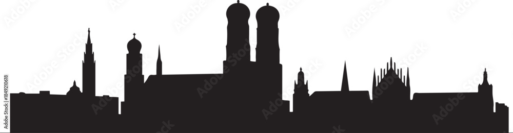 Naklejka premium Munich, Germany City cityscape illustration skyline. design Vector black silhouette