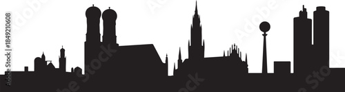 Munich, Germany City cityscape illustration skyline. design Vector black silhouette