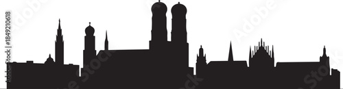 Munich, Germany City cityscape illustration skyline. design Vector black silhouette