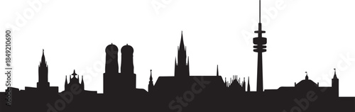 Munich, Germany City cityscape illustration skyline. design Vector black silhouette