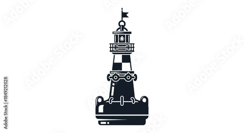 a striking black and white illustration of a majestic lighthouse structure a bold silhouette
