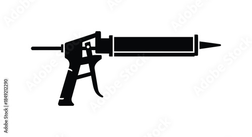A striking black silhouette depiction of a caulking gun a tool for sealing and repairs silhouette