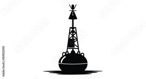 A striking black and white image of a navigational buoy showcasing its distinct silhouette