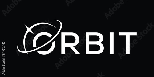 Typography text orbit logo design, planet globe graphic icon concept