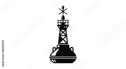 A striking black silhouette of a lighthouse with a star atop a beacon of maritime guidance silhouette