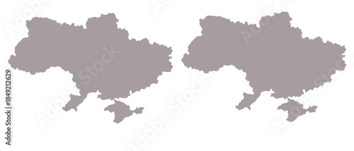 Detailed Ukraine Map Silhouette Set - Isolated Vector Outline of Ukrainian Borders with Crimea