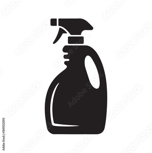 Spray Bottle Icon – Black and White Cleaning Liquid Container Vector