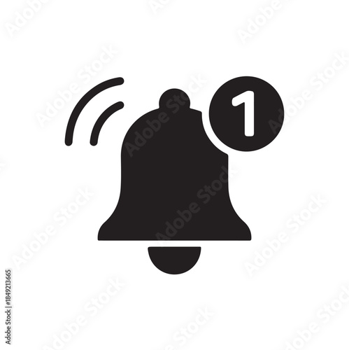 Notification Bell Icon with Alert Badge – Black and White Vector