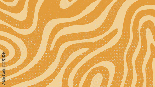 Yellow Hand Drawn Wave Texture Groovy Background Design.Vector Illustration