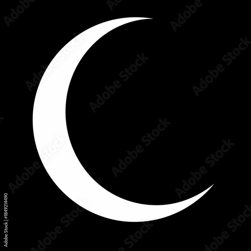 Minimalist Black and White Crescent Moon in Vector Silhouette