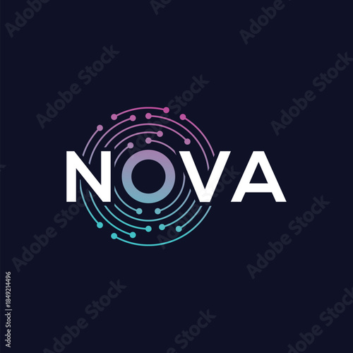 typography text nova logo design, digital technology internet concept vector icon