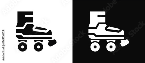 Roller Skates icon set black and white