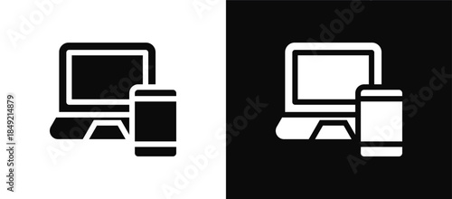 Device icon set black and white