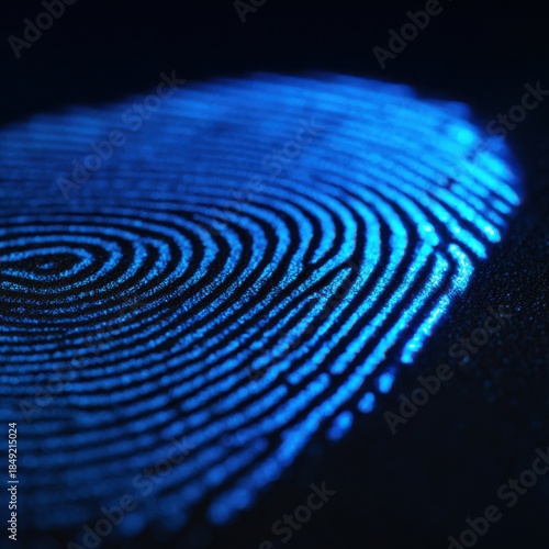 Wallpaper Mural Glowing blue fingerprint on dark background Torontodigital.ca