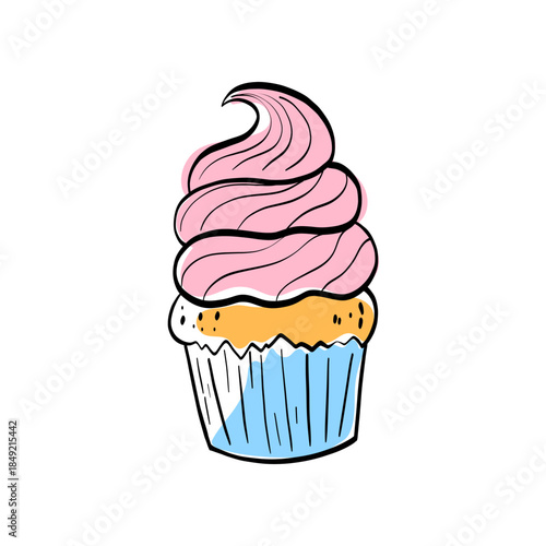 Ice cream and desserts in line art. Sweet food icon for menus, packaging, branding and recipe illustrations