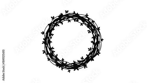 Circular thorn wreath isolated on white background, symbolizing protection or danger, with a dark and edgy aesthetic