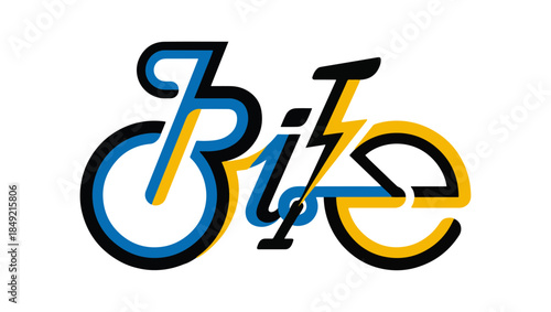BIKE – Creative Bicycle Typography Logo Design, bike typography, bicycle logo, creative lettering, cycling design, typographic art, bike illustration, sports branding, minimalist bike png, 
