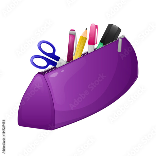 Pencil case with school supplies