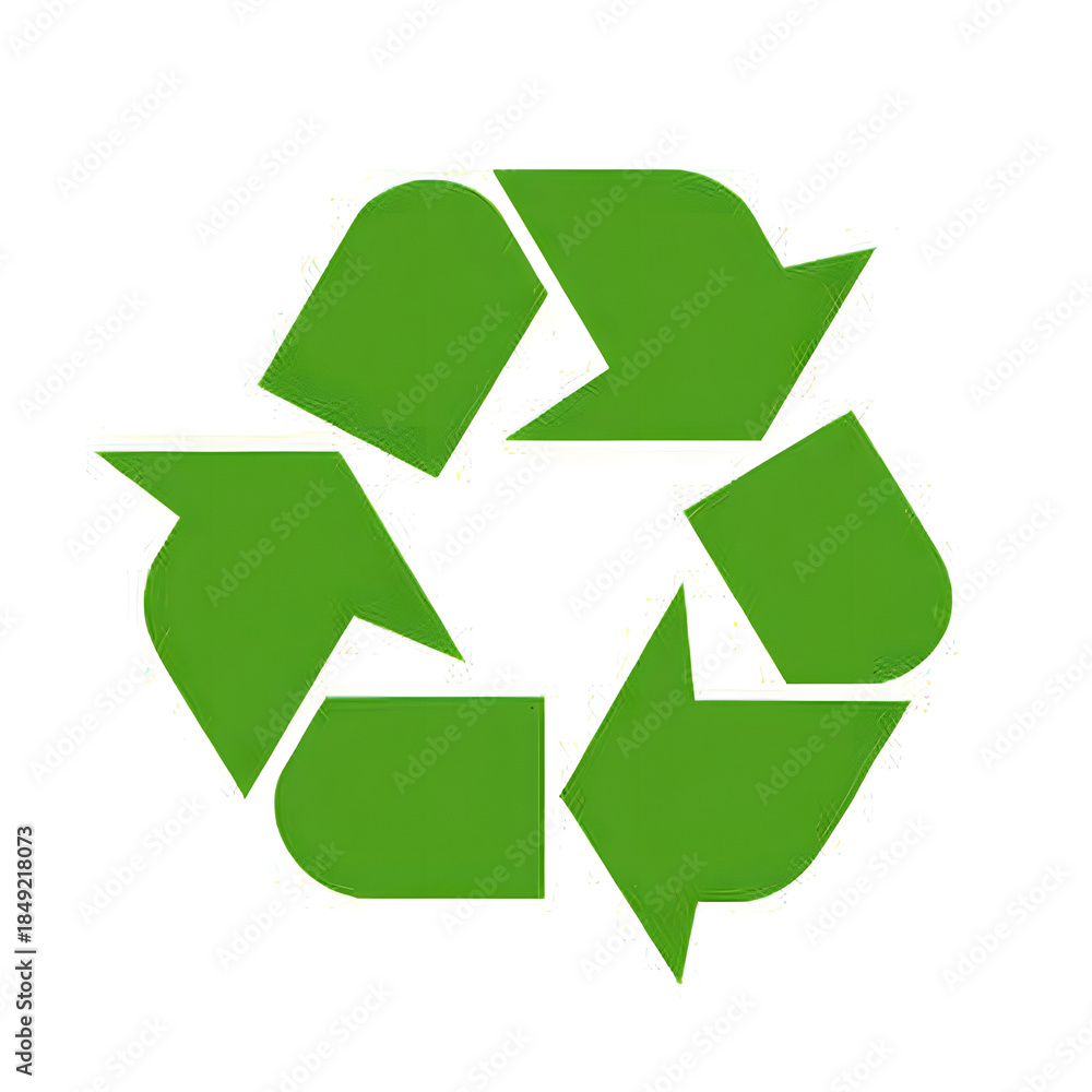 Fototapeta premium Green Recycling Symbol with Arrows Isolated on Transparent Background