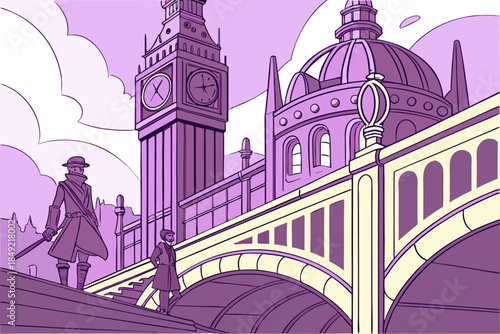 Mysterious Figures on Westminster Bridge with Iconic Big Ben
