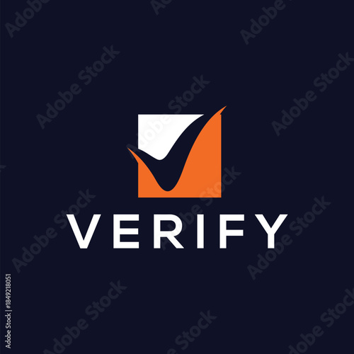 Verify logo design, initial letter V verify graphic vector, check confirm symbol icon concept