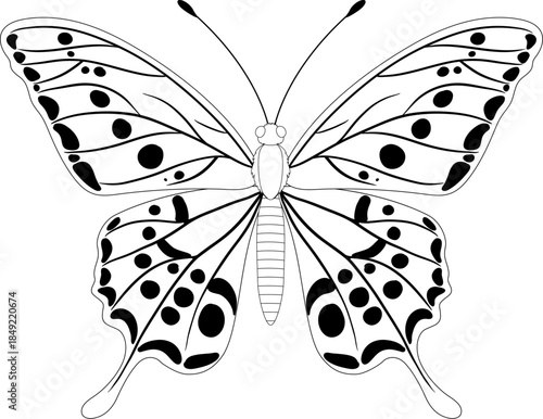 Doodle butterfly. Sketch flying butterflies with beautiful wings. Spring cartoon insects black silhouette. Elegant simple moth clipart. Vector isolated 1.eps