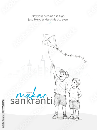 Makar Sankranti greeting design with kites and festive mood