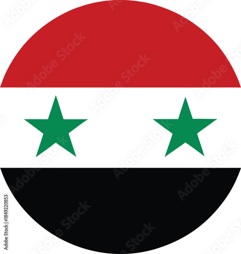 syria circular national flag icon in clean flat vector style