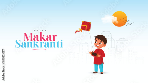 Makar Sankranti greeting design with kites and festive mood