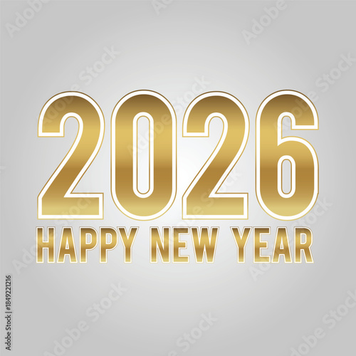 2026 Happy New Year Golden Luxury Text Design Background