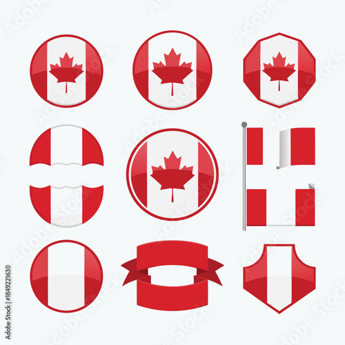 Collection of Canadian and Peruvian flag icons and emblems.