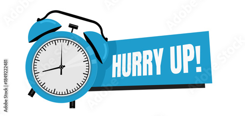 Last chance! - blue sticker, label and badge with alarm clock, vector icon