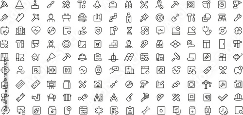 Construction and Engineering Line Icons Collection