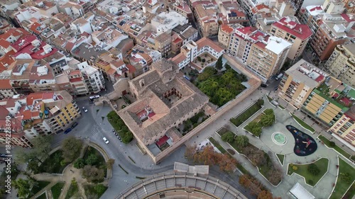 Aerial Drone Flyover of Jaen Old Town and Historic Cityscape, Spain