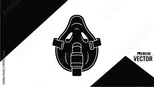 Black gas mask vector illustration, protective gear, safety equipment, industrial, workplace, protection, security, emergency response, vector graphic