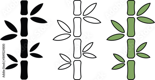 A set of bamboo plant icon vector isolated on a white background.