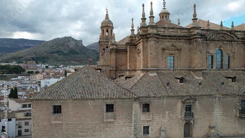 Close-Up Drone Footage of Jaen Cathedral Facade, Spain