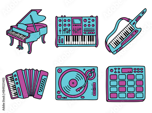 Collection of Musical Instruments and DJ Equipment.