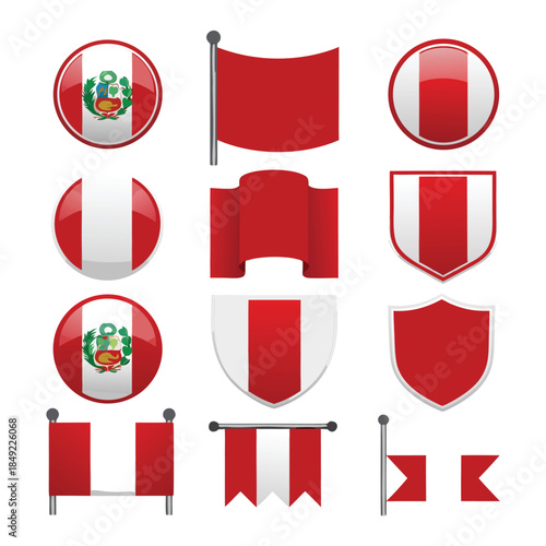 Collection of Peruvian Flags in Various Designs and Formats.
