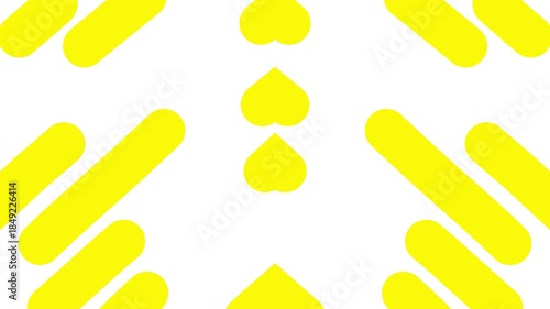 Animated yellow decorative lines is moving. Mirror reflection. Linear background. Looped video. Vector illustration isolated on white background.