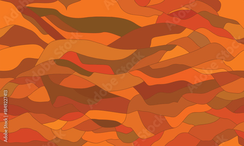 Orange texture with stained glass tiffany effect. Mosaic glued together pieces of different shades. Elegant seamless broken background. Good for printing on stained glass film. Vector wallpaper