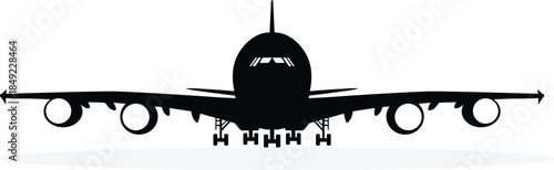 Front View Silhouette of a Large Passenger Airplane