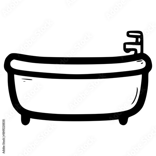 doodle bathtub illustration hand drawn outline vector