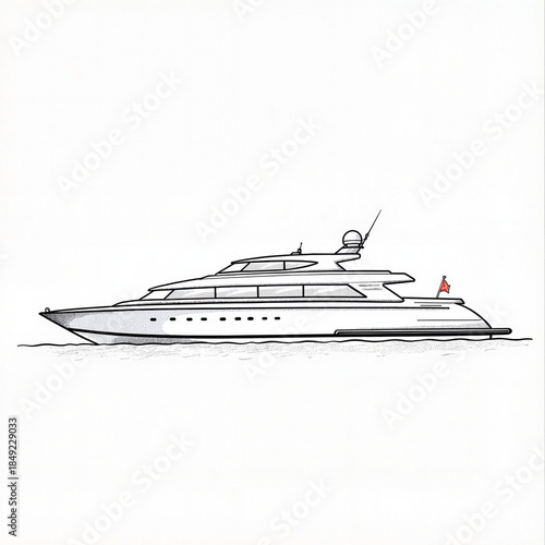Sleek whale watching boat illustration on white background, minimalistic design