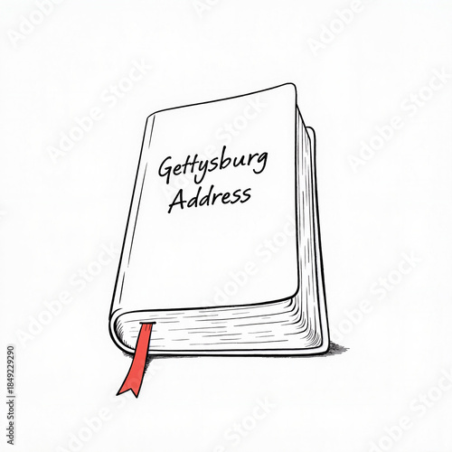 Simple line illustration of Gettysburg Address book, artistic expression