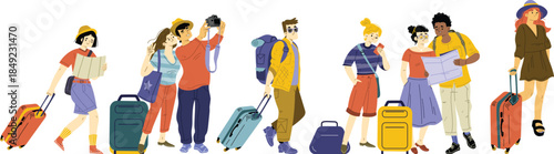 Diverse Travelers with Luggage Ready for Adventure