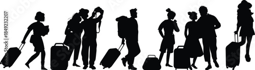 Silhouettes of Travelers with Luggage