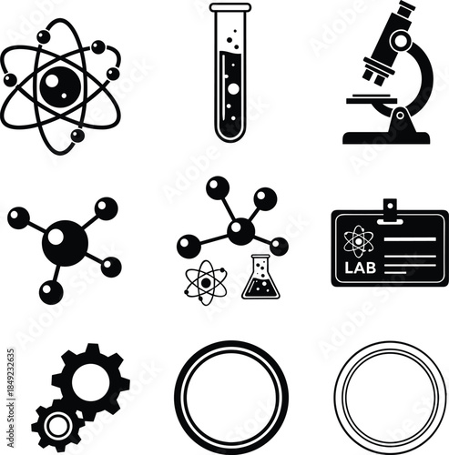 Science and laboratory icons for educational and research purposes