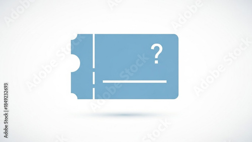 Blue Ticket Question Mark Icon, Vector Illustration Isolated on White