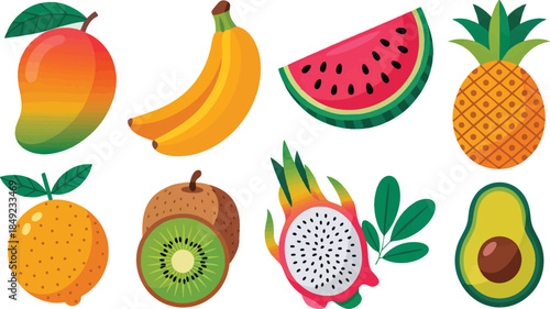 Vibrant assortment of fresh tropical fruits for a healthy lifestyle collection